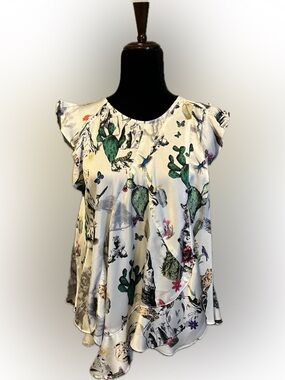 KOCH “Out West” Flutter Sleeve Blouse size M